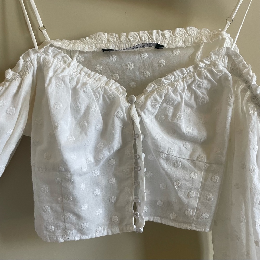 Zara Cropped Button Down Blouse - image 4